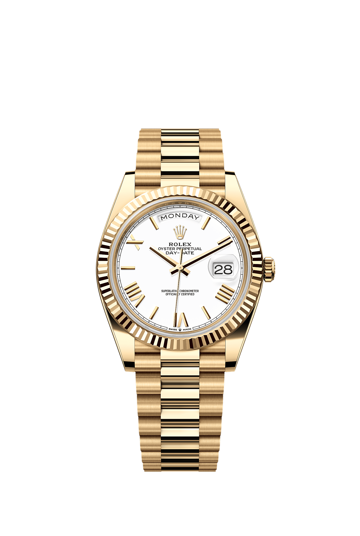 Day-Date 40 Oyster Perpetual Chronometer Watch 40mm 18ct Yellow Gold White Dial President Bracelet