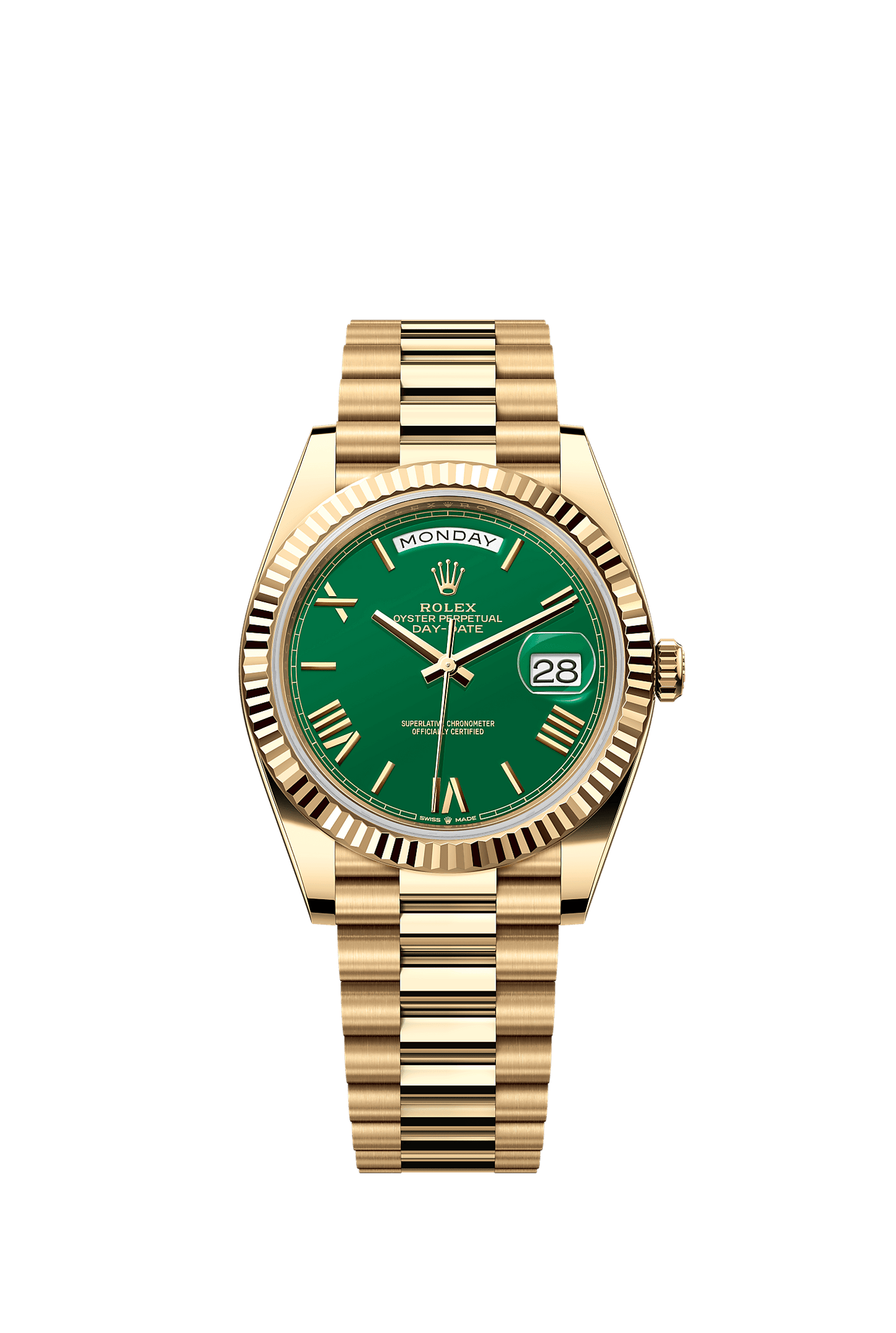 Day-Date 40 Oyster Perpetual Chronometer Watch 40mm 18ct Yellow Gold Green Dial President Bracelet
