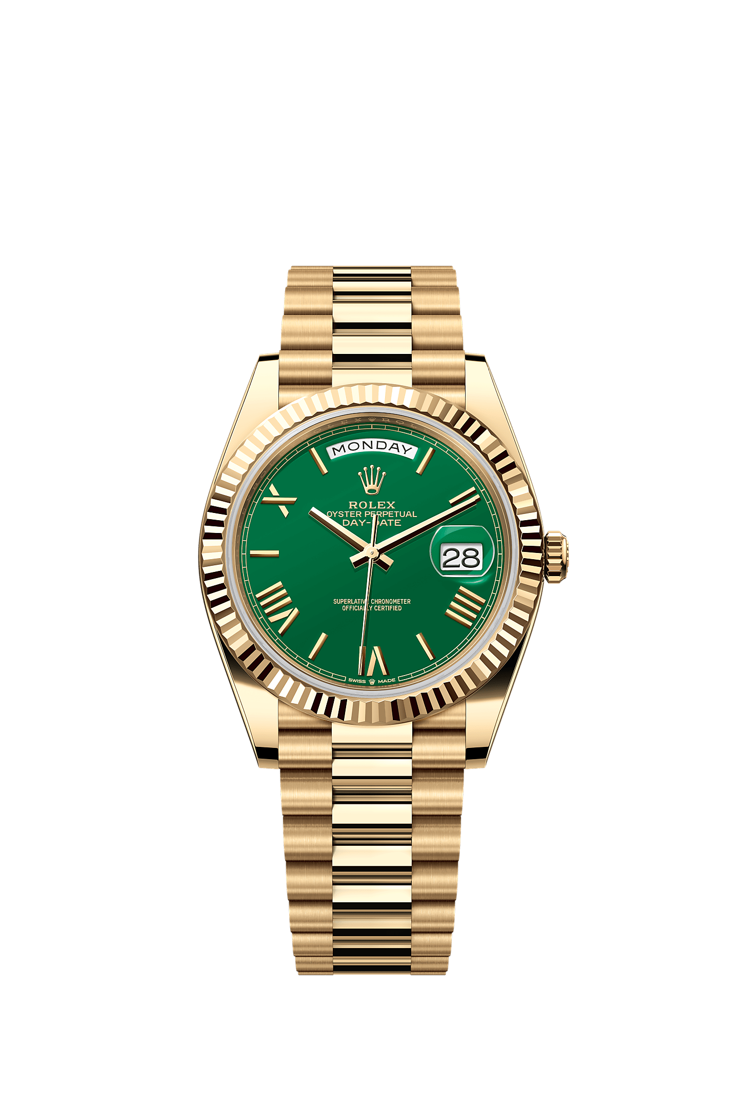 Day-Date 40 Oyster Perpetual Chronometer Watch 40mm 18ct Yellow Gold Green Dial President Bracelet