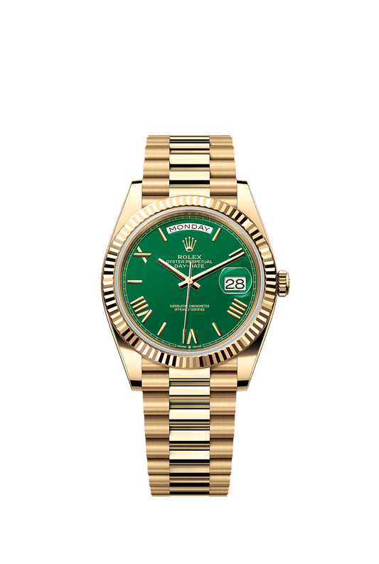 Day-Date 40 Oyster Perpetual Chronometer Watch 40mm 18ct Yellow Gold Green Dial President Bracelet