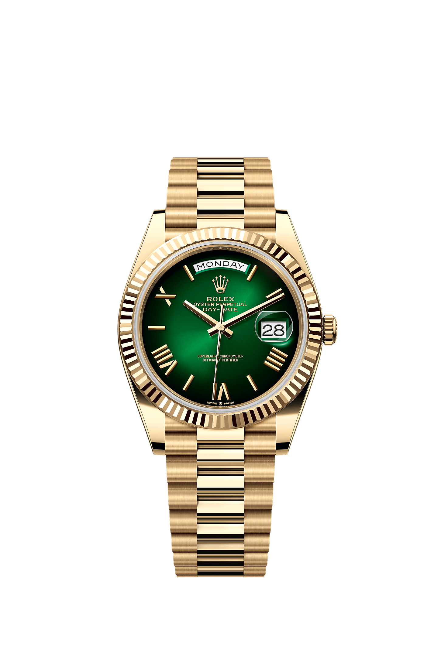Day-Date 40 Oyster Perpetual Chronometer Watch 40mm 18ct Yellow Gold Green Ombré Dial President Bracelet