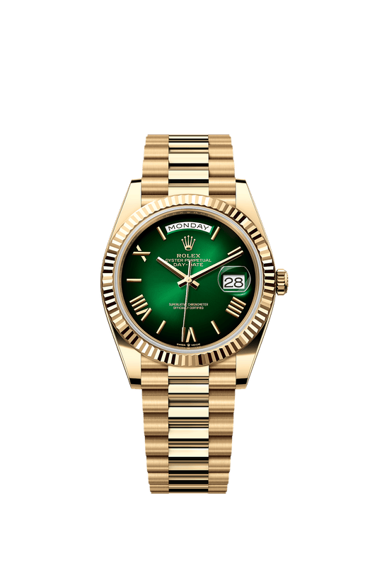Day-Date 40 Oyster Perpetual Chronometer Watch 40mm 18ct Yellow Gold Green Ombré Dial President Bracelet