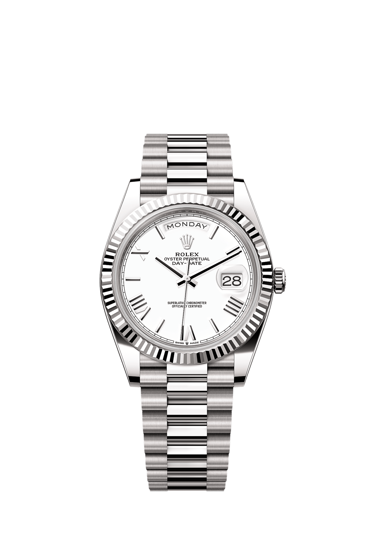 Day-Date 40 Oyster Perpetual Chronometer Watch 40mm 18ct White Gold White Dial President Bracelet