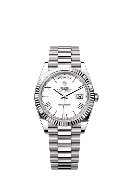Day-Date 40 Oyster Perpetual Chronometer Watch 40mm 18ct White Gold White Dial President Bracelet