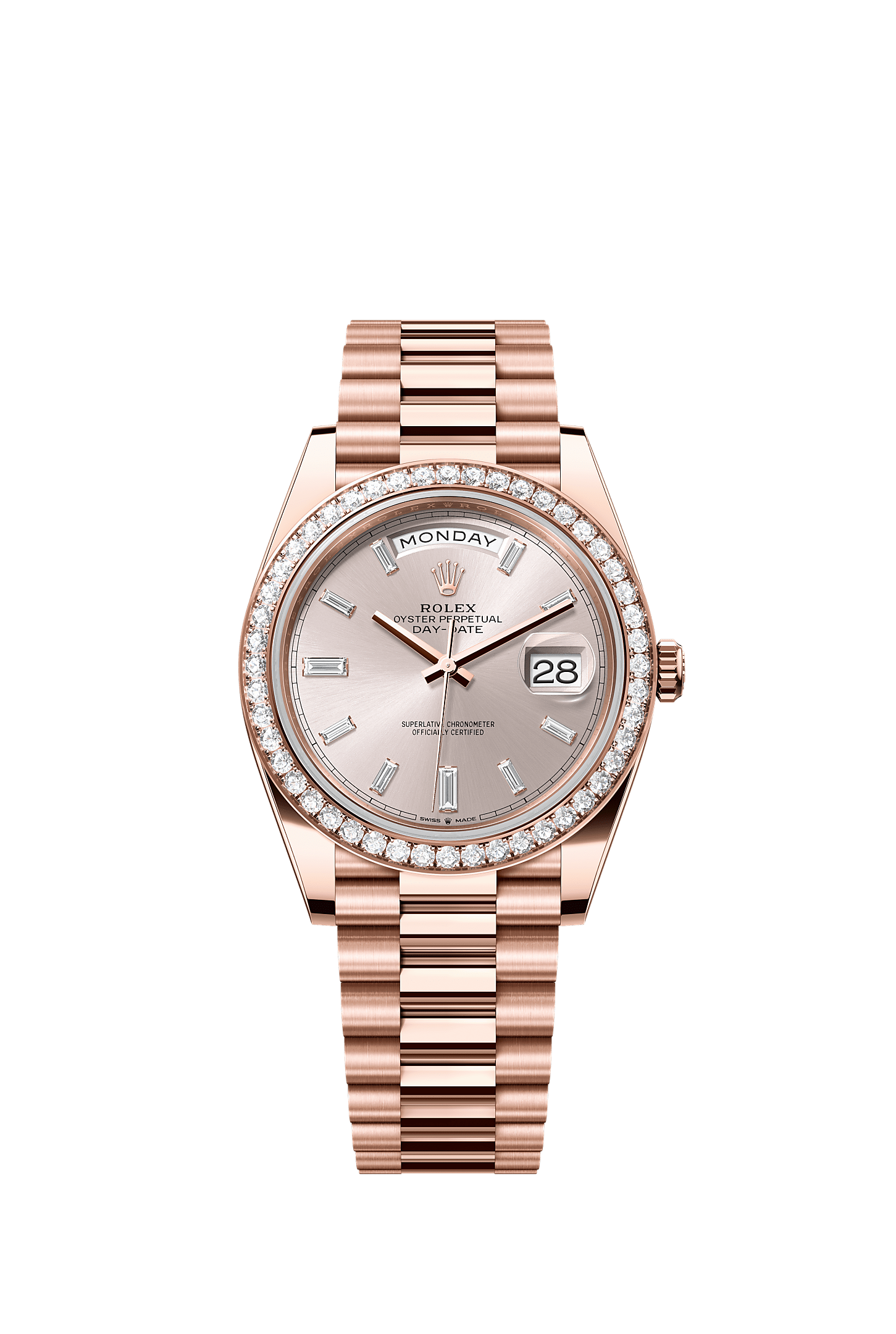 Day-Date 40 Oyster Perpetual Chronometer Watch 40mm 18ct Everose Gold Sundust Diamond Dial President Bracelet