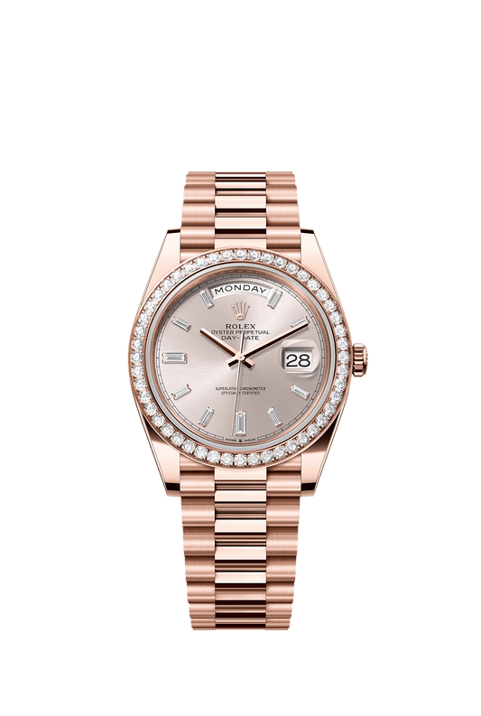 Day-Date 40 Oyster Perpetual Chronometer Watch 40mm 18ct Everose Gold Sundust Diamond Dial President Bracelet