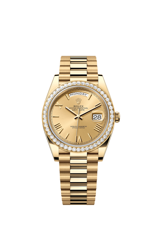 Day-Date 40 Oyster Perpetual Chronometer Watch 40mm 18ct Yellow Gold Champagne Diamond Dial President Bracelet