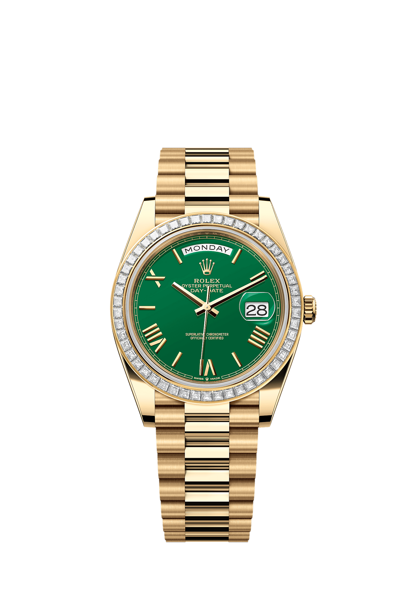 Day-Date 40 Oyster Perpetual Chronometer Watch 40mm 18ct Yellow Gold Green Diamond Dial President Bracelet