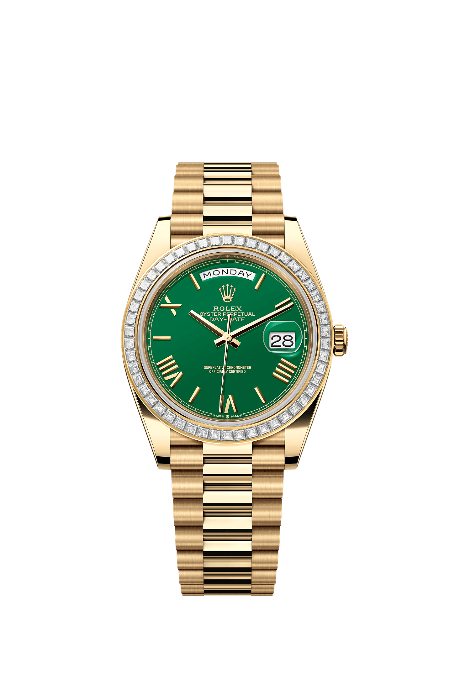 Day-Date 40 Oyster Perpetual Chronometer Watch 40mm 18ct Yellow Gold Green Diamond Dial President Bracelet