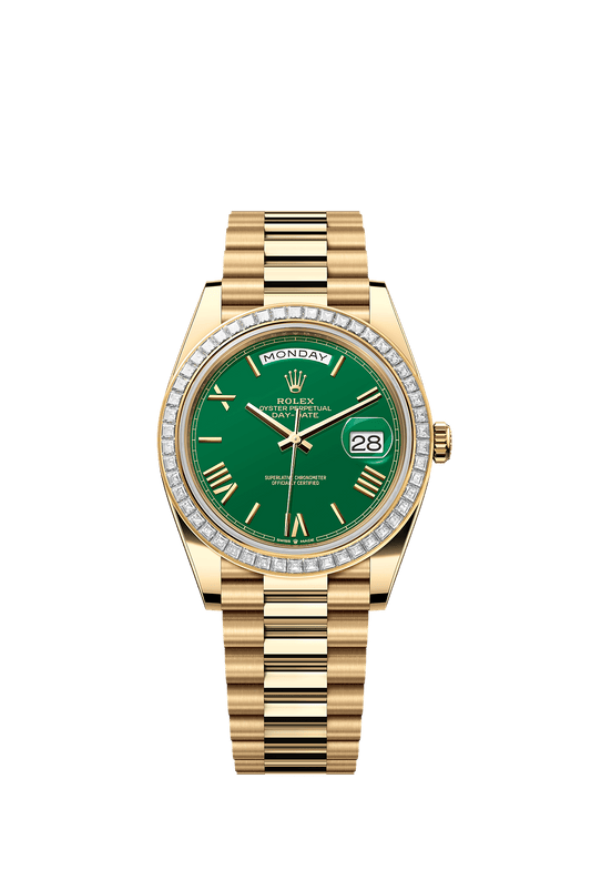 Day-Date 40 Oyster Perpetual Chronometer Watch 40mm 18ct Yellow Gold Green Diamond Dial President Bracelet