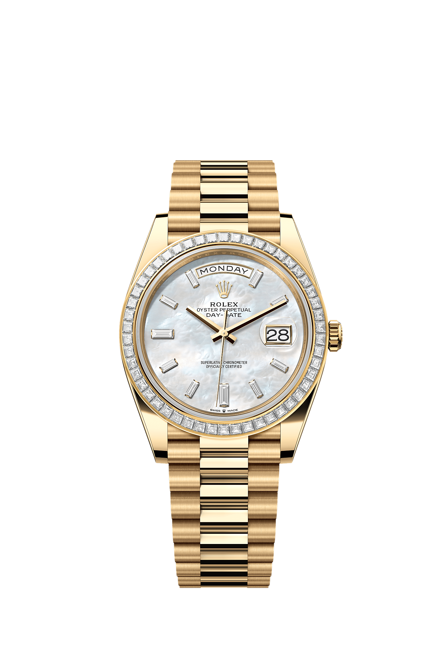 Day-Date 40 Oyster Perpetual Chronometer Watch 40mm 18ct Yellow Gold White Mother-Of-Pearl Diamond Dial President Bracelet