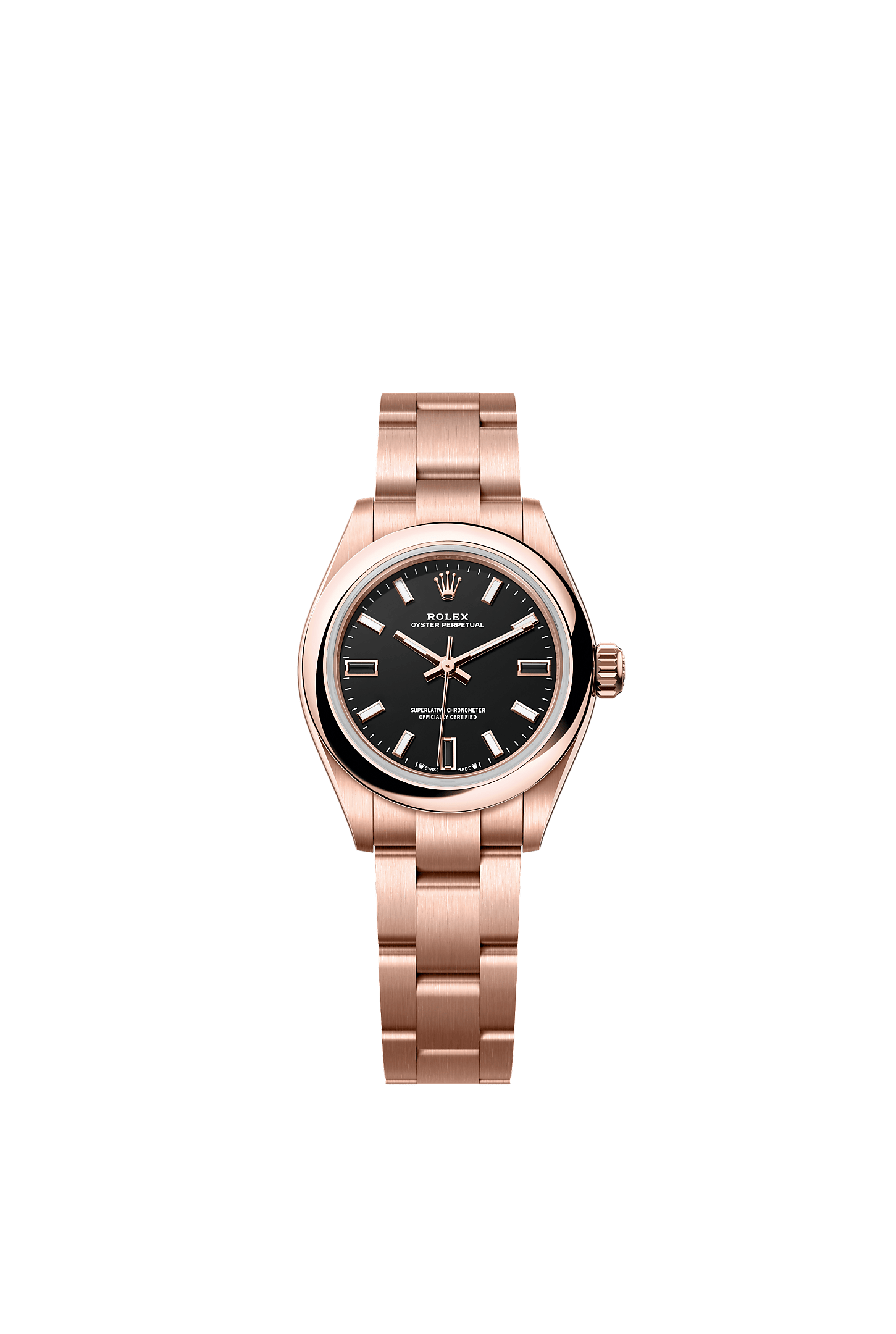 Oyster Perpetual 28 Oyster Chronometer Watch 28mm 18ct Everose Gold Black Dial Oyster Bracelet