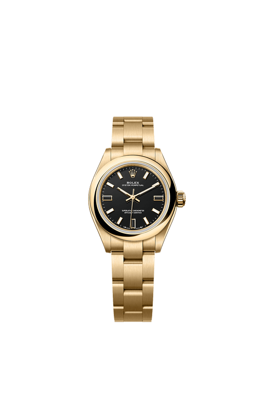 Oyster Perpetual 28 Oyster Chronometer Watch 28mm 18ct Yellow Gold Black Dial Oyster Bracelet