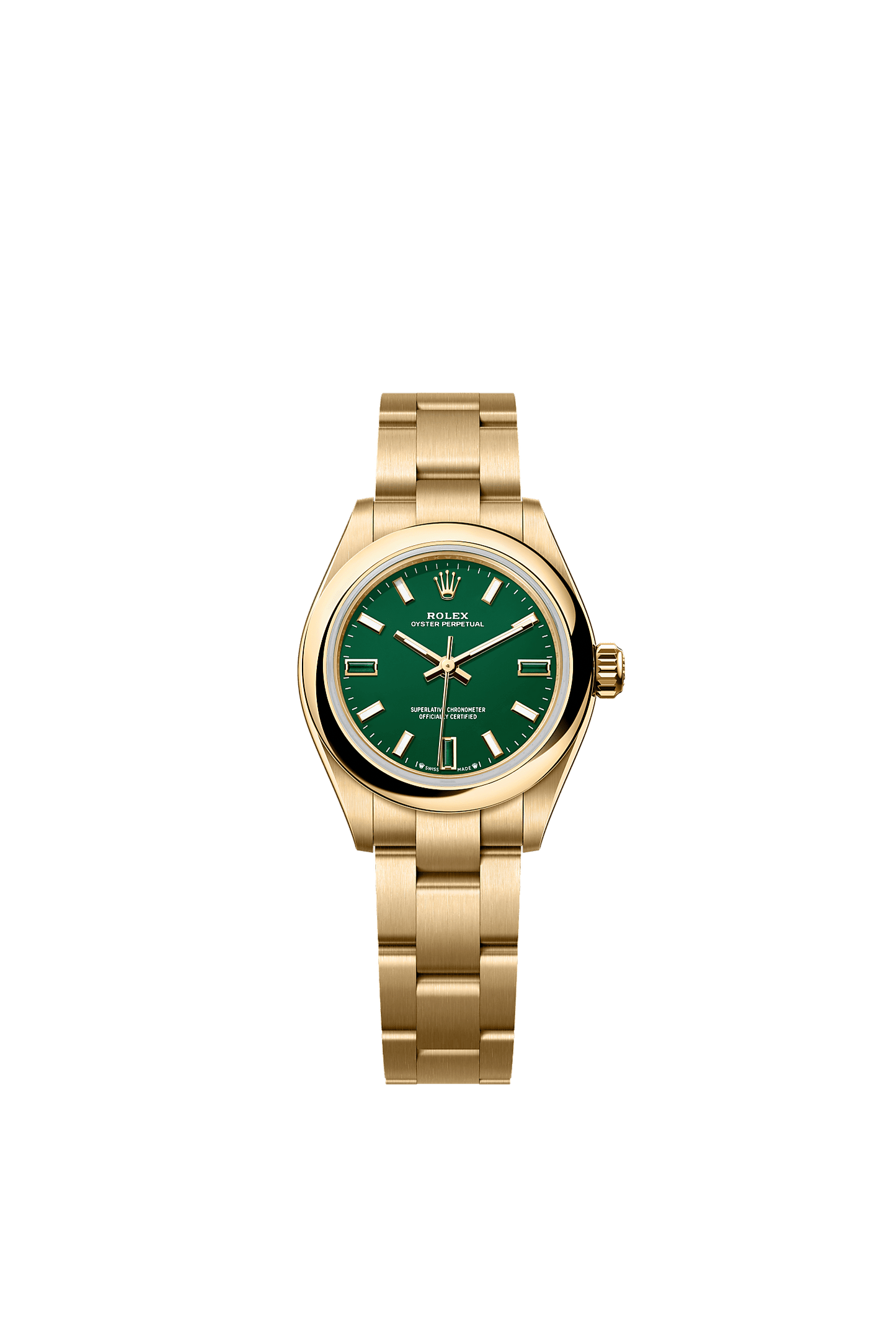 Oyster Perpetual 28 Oyster Chronometer Watch 28mm 18ct Yellow Gold Green Stone Dial Oyster Bracelet