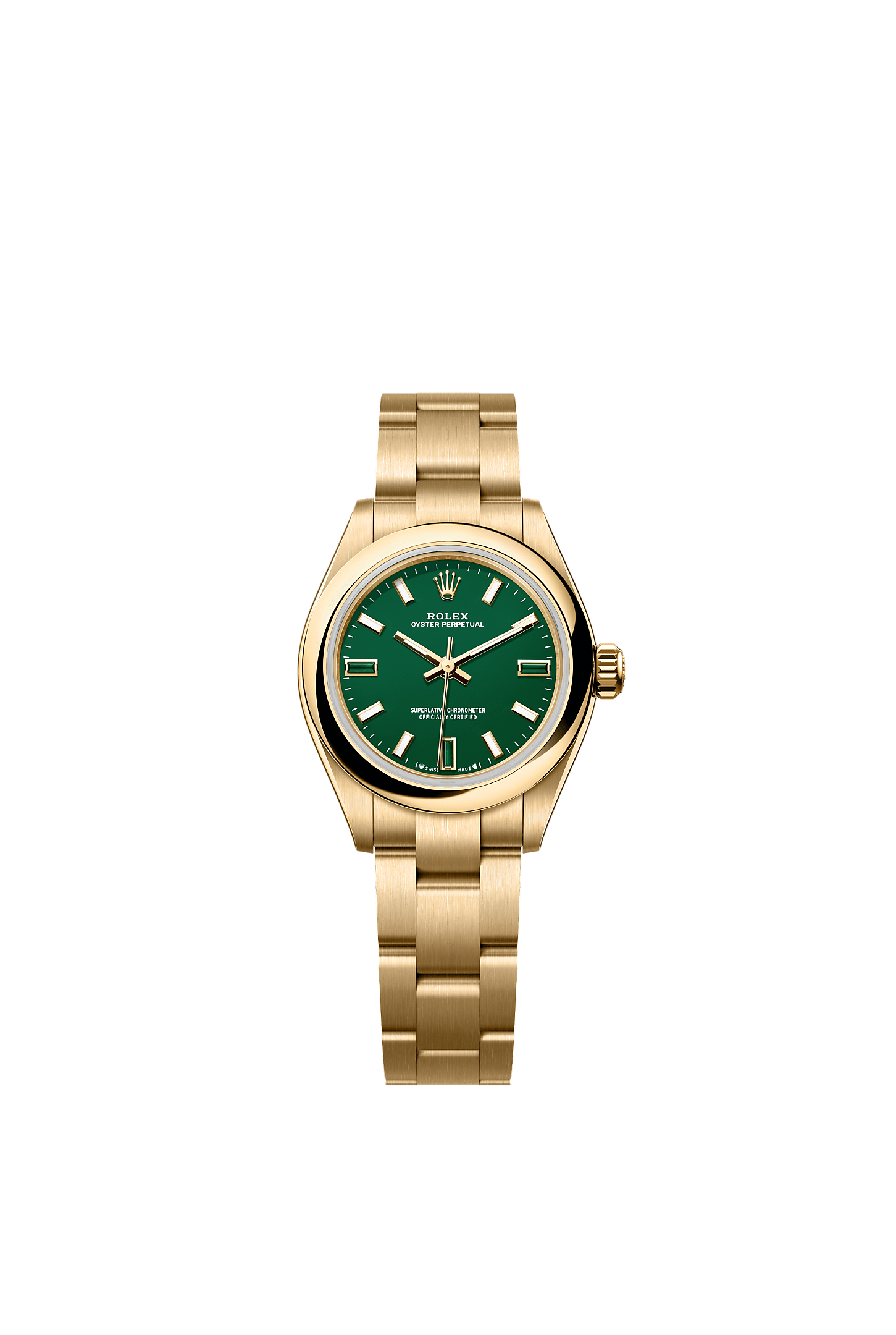 Oyster Perpetual 28 Oyster Chronometer Watch 28mm 18ct Yellow Gold Green Stone Dial Oyster Bracelet