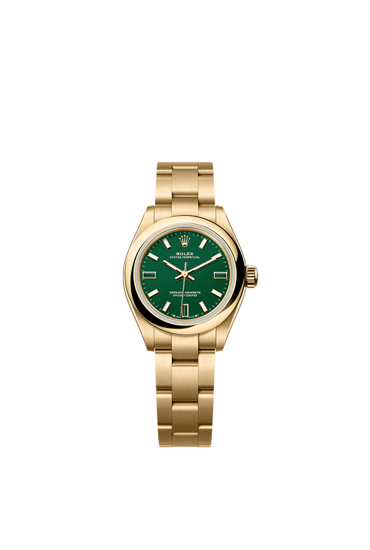 Oyster Perpetual 28 Oyster Chronometer Watch 28mm 18ct Yellow Gold Green Stone Dial Oyster Bracelet
