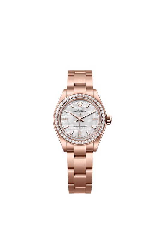 Oyster Perpetual 28 Oyster Chronometer Watch 28mm 18ct Everose Gold White Mother-Of-Pearl Diamond Dial Oyster Bracelet