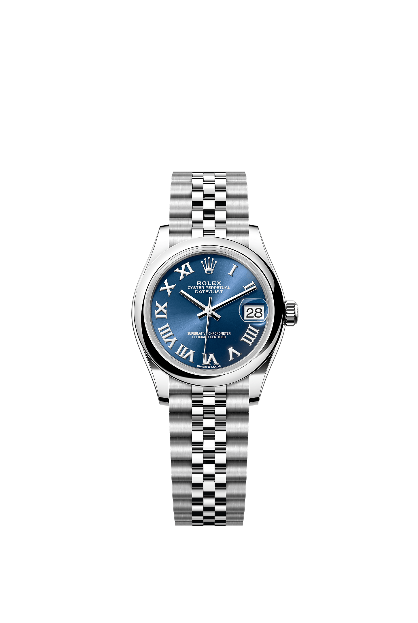 Datejust 31 Oyster Perpetual Chronometer Watch 31mm Oystersteel Bright Blue Dial Jubilee Bracelet