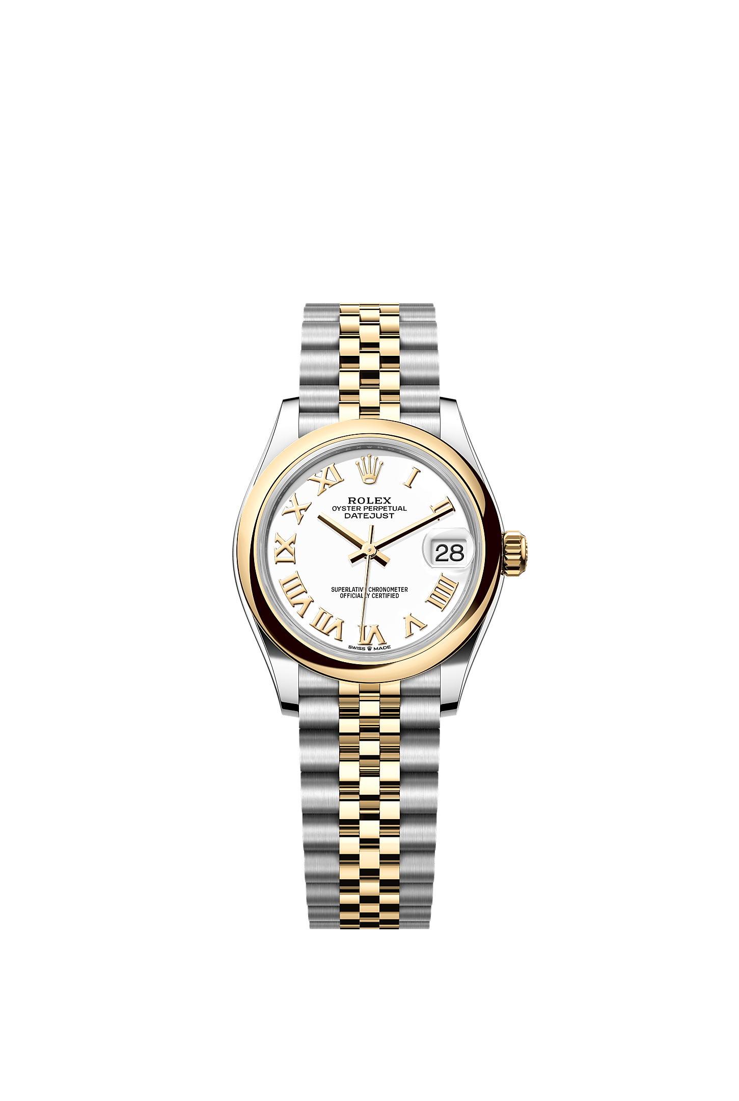Datejust 31 Oystersteel Yellow Gold White Dial Jubilee Bracelet 31mm Self-Winding Watch