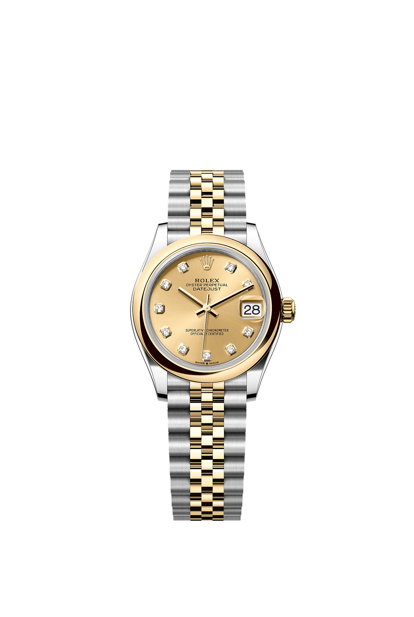 Datejust 31 Oystersteel Yellow Gold Champagne Diamond Dial Jubilee Bracelet 31mm Self-Winding Watch