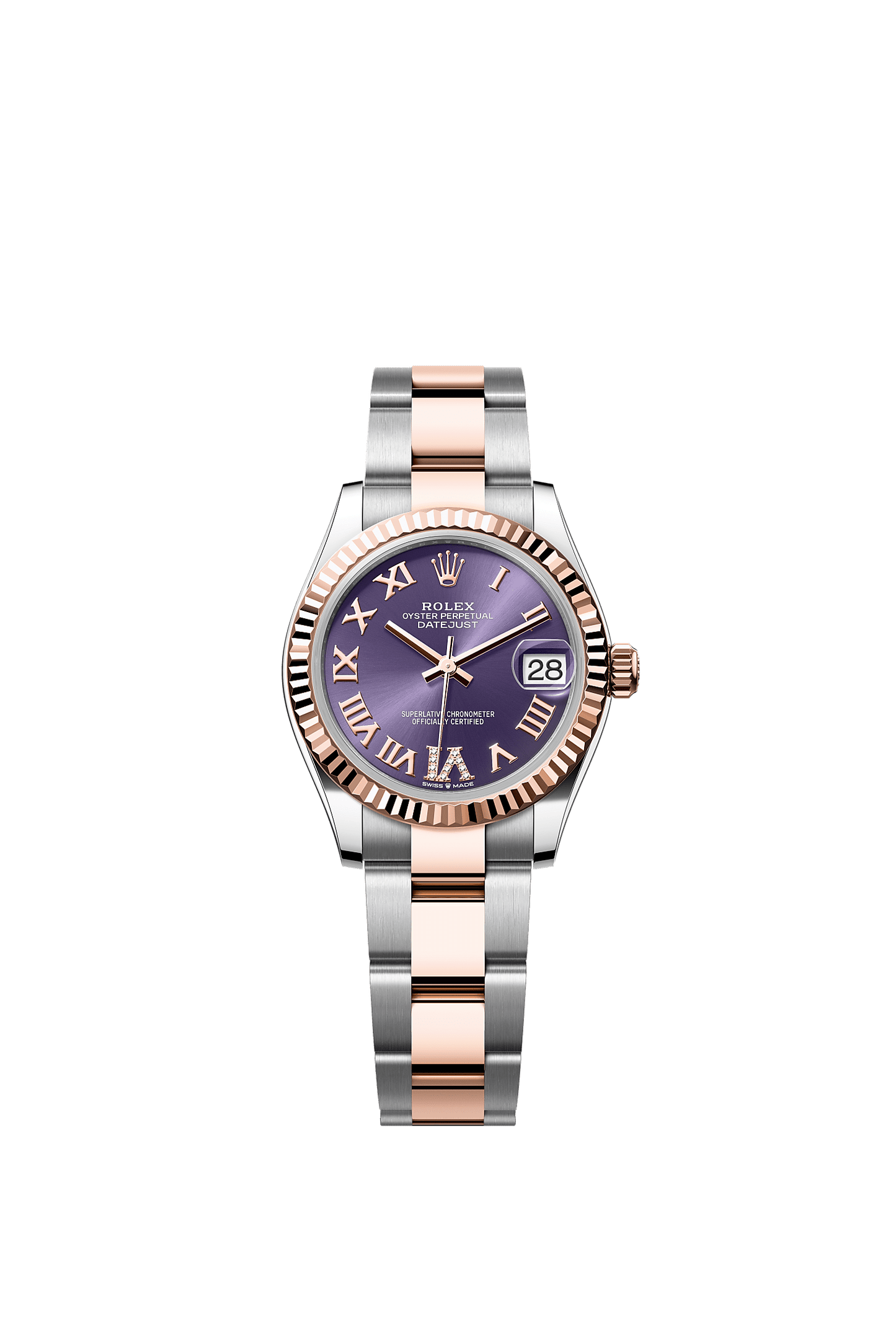 Datejust 31 Oystersteel Everose Gold Aubergine Diamond Dial Oyster Bracelet 31mm Self-Winding Watch