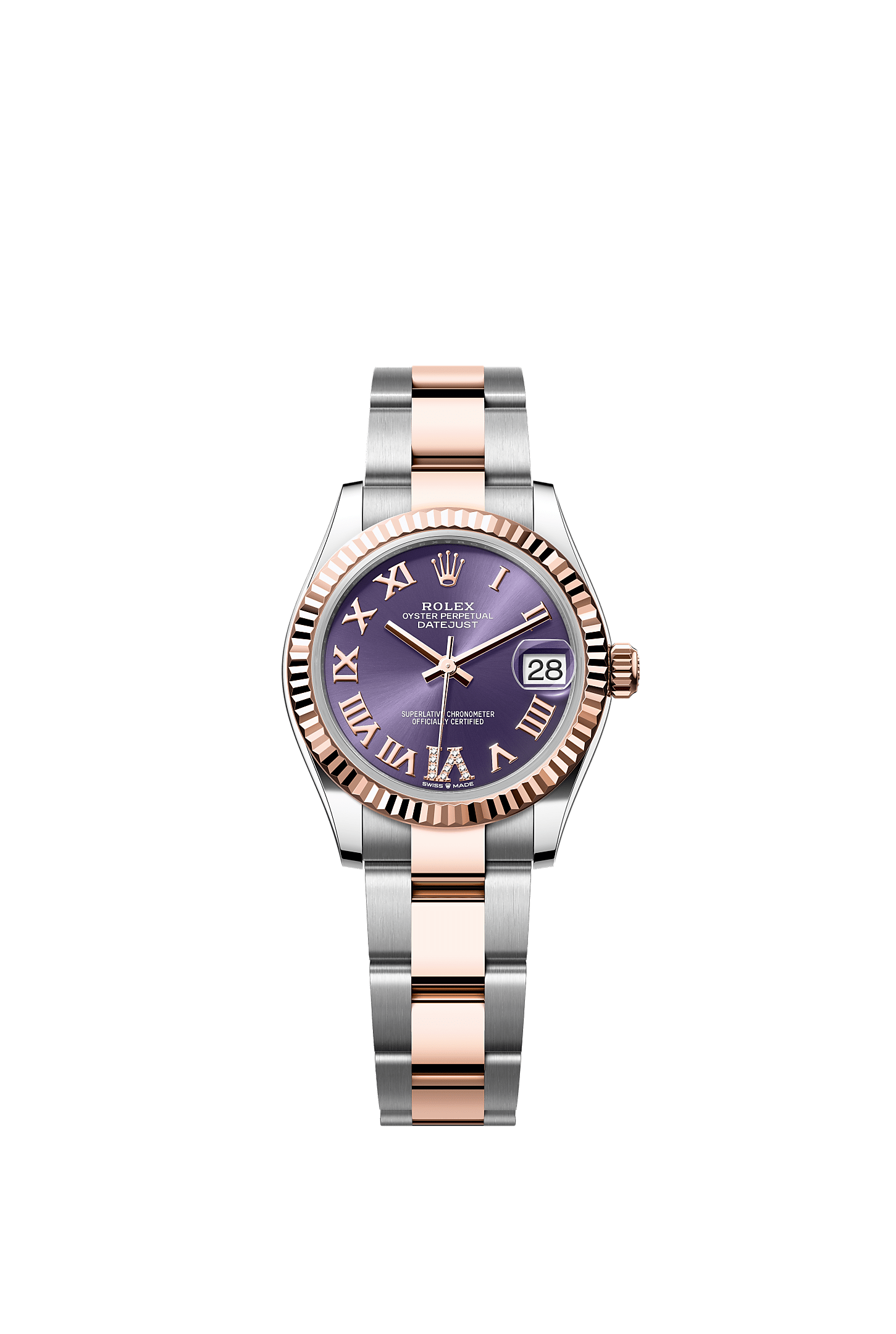Datejust 31 Oystersteel Everose Gold Aubergine Diamond Dial Oyster Bracelet 31mm Self-Winding Watch