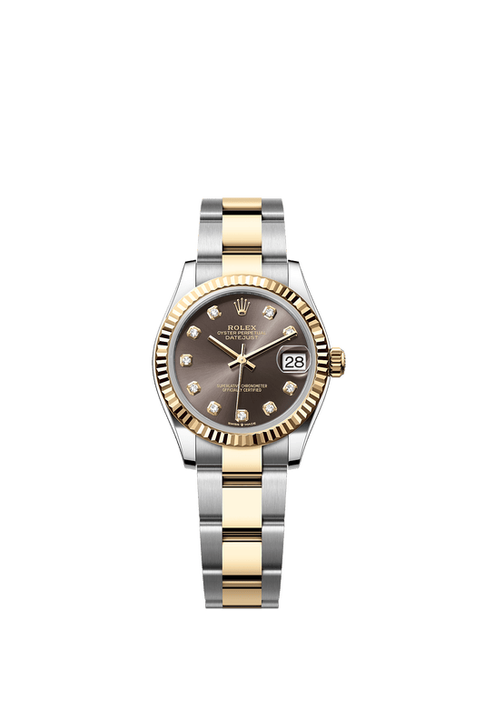 Datejust 31 Oystersteel Yellow Gold Dark Grey Diamond Dial Fluted Bezel Oyster Bracelet 31mm Self-Winding Watch