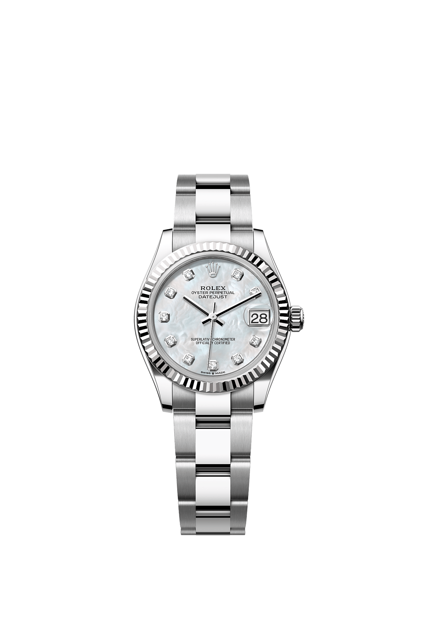 Datejust 31 Oyster Perpetual Chronometer Watch 31mm Oystersteel White Gold White Mother-Of-Pearl Diamond Dial Oyster Bracelet