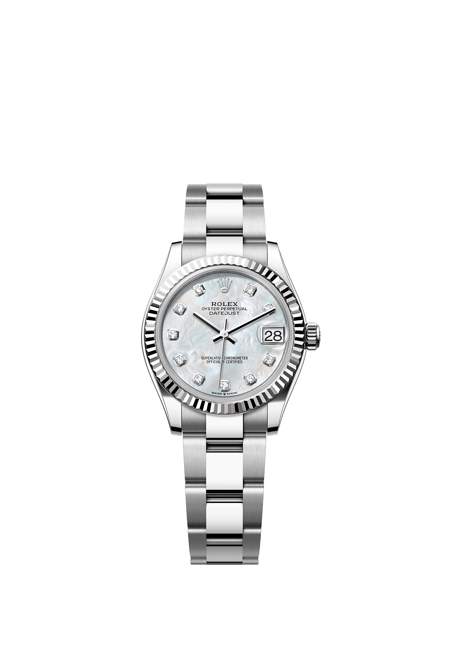 Datejust 31 Oyster Perpetual Chronometer Watch 31mm Oystersteel White Gold White Mother-Of-Pearl Diamond Dial Oyster Bracelet