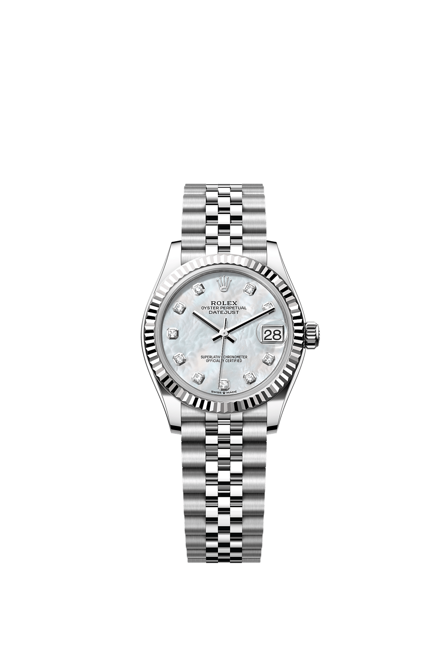 Datejust 31 Oystersteel White Gold White Mother-Of-Pearl Diamond Dial Jubilee Bracelet 31mm Self-Winding Watch