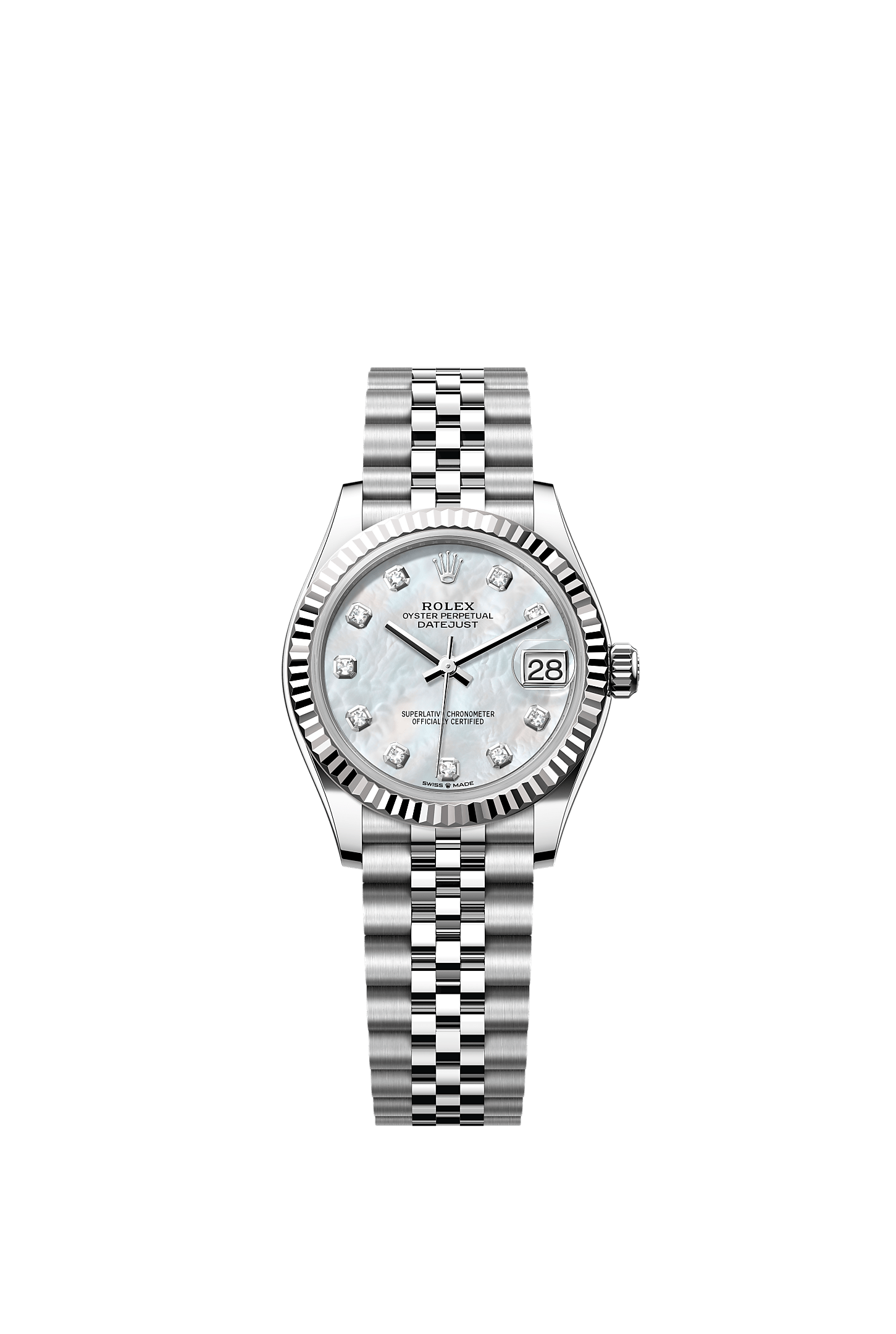 Datejust 31 Oystersteel White Gold White Mother-Of-Pearl Diamond Dial Jubilee Bracelet 31mm Self-Winding Watch