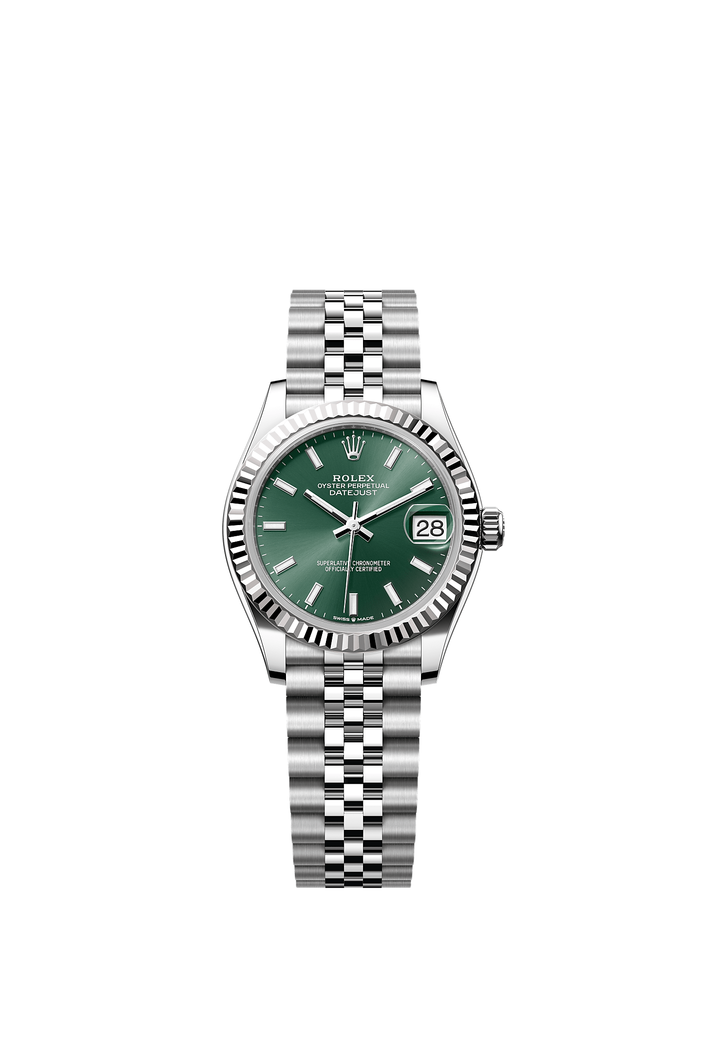 Datejust 31 Oystersteel White Gold Mint Green Dial Jubilee Bracelet 31mm Self-Winding Watch