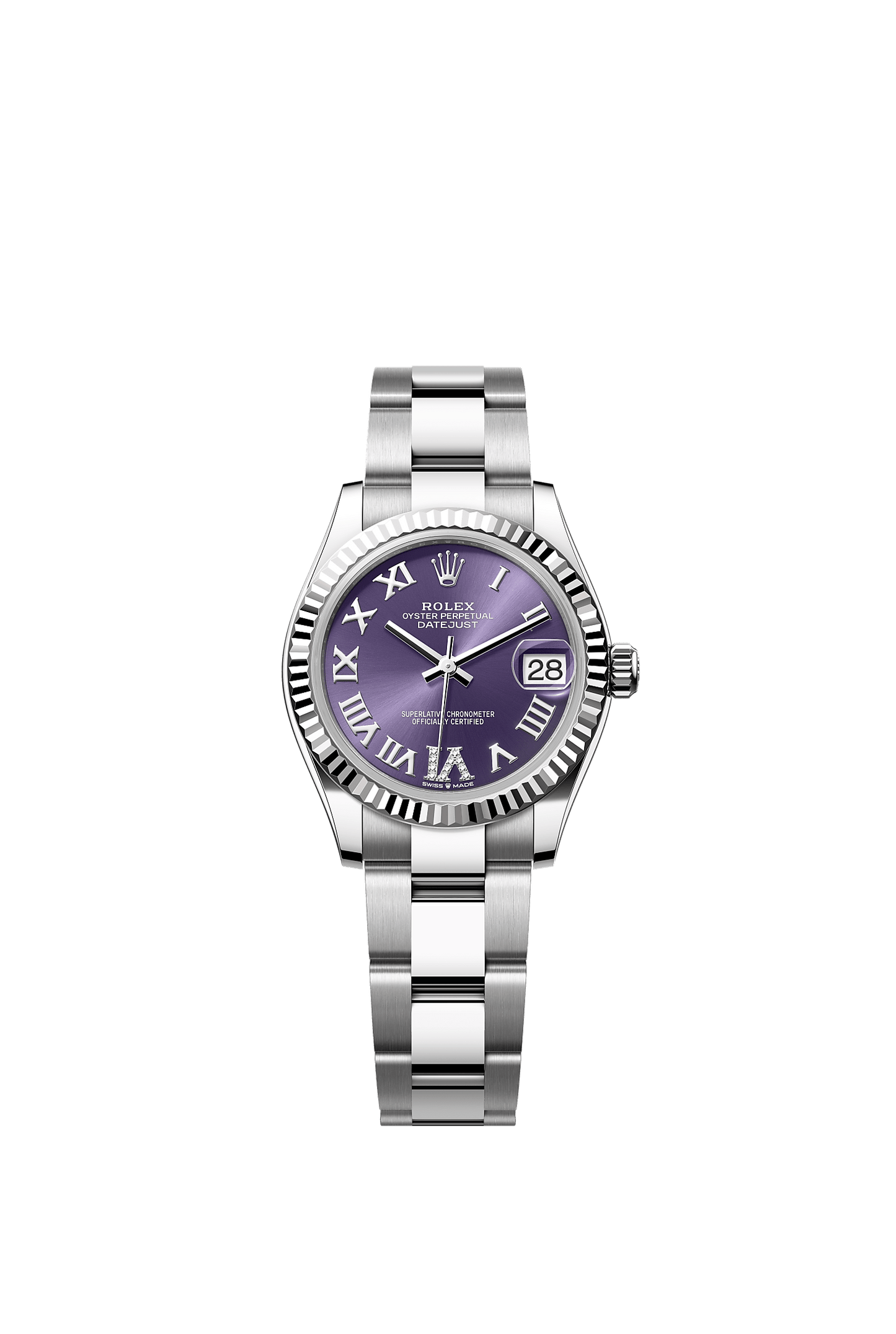 Datejust 31 Oystersteel White Gold Aubergine Diamond Dial Oyster Bracelet 31mm Self-Winding Watch