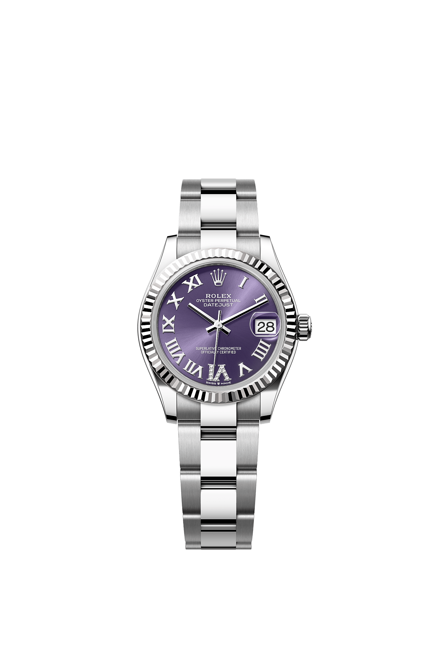 Datejust 31 Oystersteel White Gold Aubergine Diamond Dial Oyster Bracelet 31mm Self-Winding Watch
