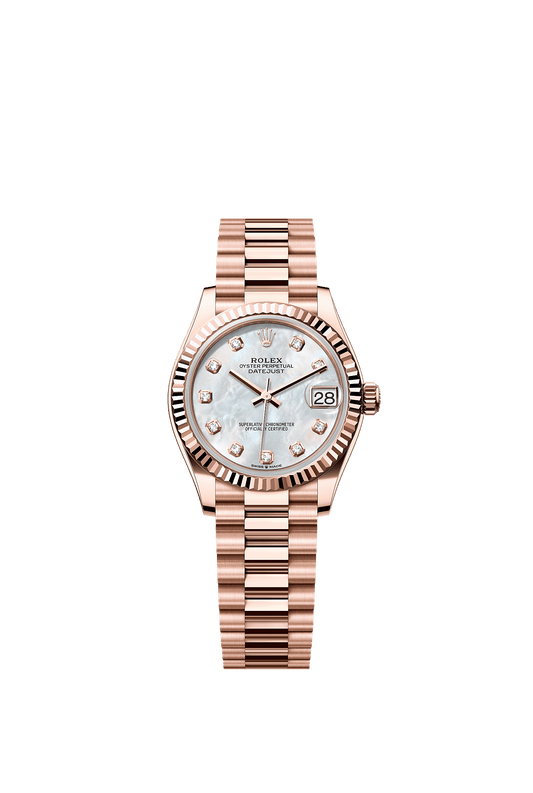 Datejust 31 Oyster Chronometer Watch 31mm 18ct Everose Gold White Mother-Of-Pearl Diamond Dial
