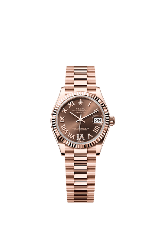 Datejust 31 Oyster Chronometer Watch 31mm 18ct Everose Gold Chocolate Diamond Dial