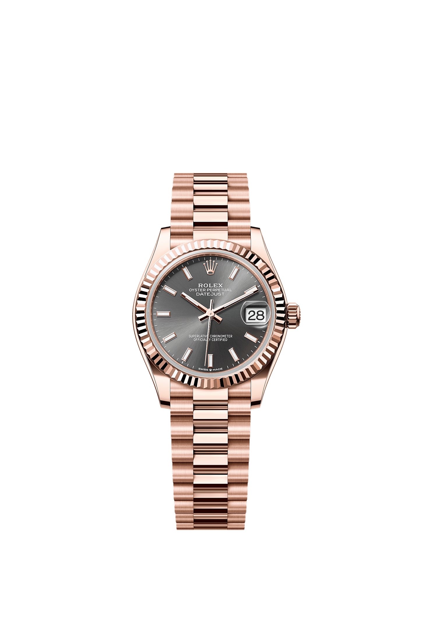 Datejust 31 Oyster Chronometer Watch 31mm 18ct Everose Gold Slate Dial