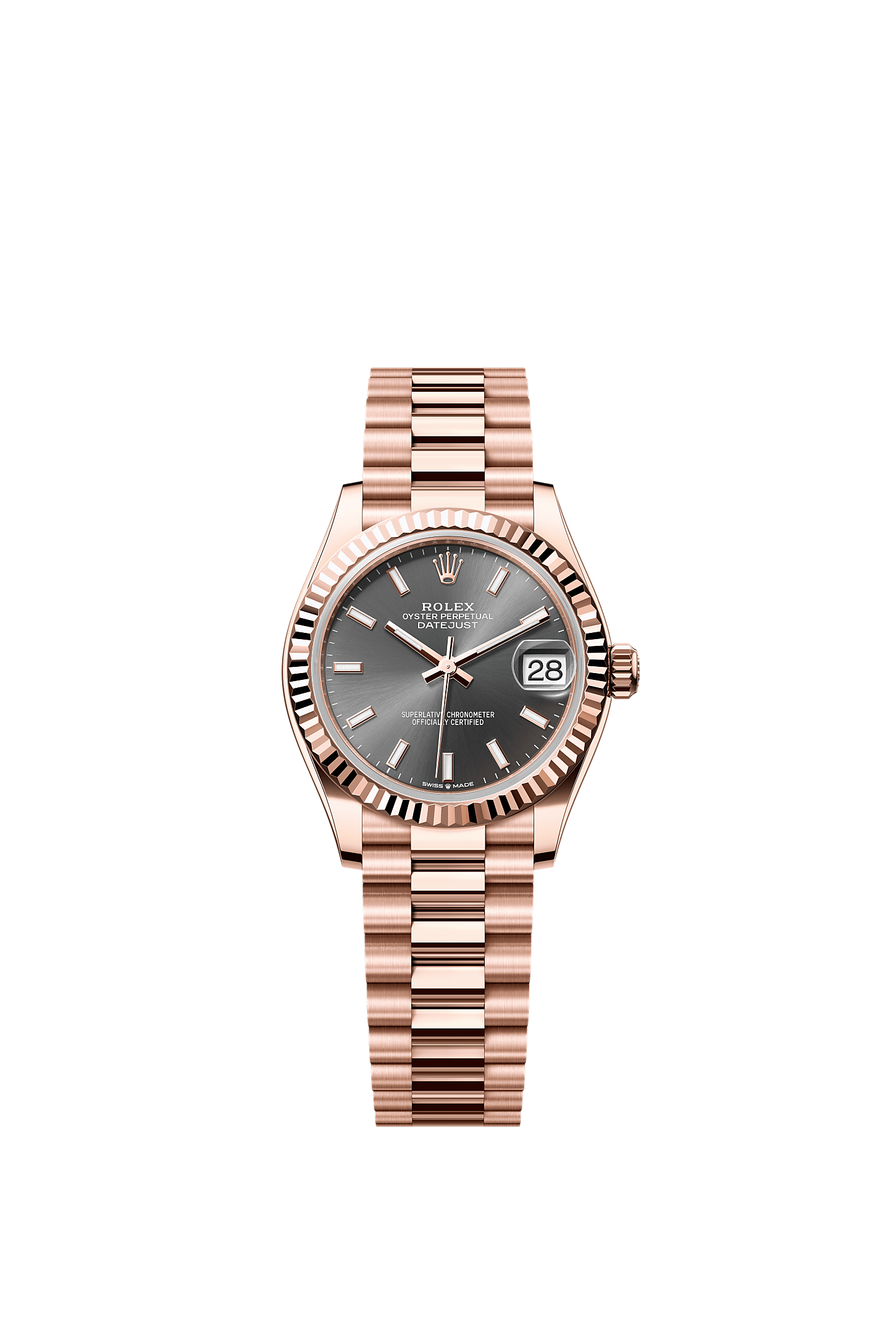 Datejust 31 Oyster Chronometer Watch 31mm 18ct Everose Gold Slate Dial