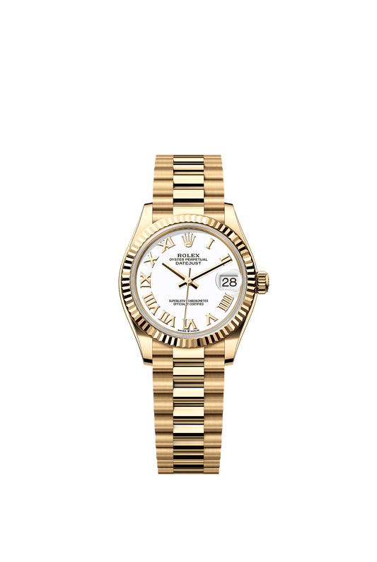 Datejust 31 Oyster Chronometer Watch 31mm 18ct Yellow Gold White Lacquer Dial President Bracelet
