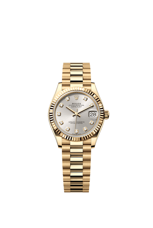 Datejust 31 Oyster Chronometer Watch 31mm 18ct Yellow Gold Silver Diamond Dial