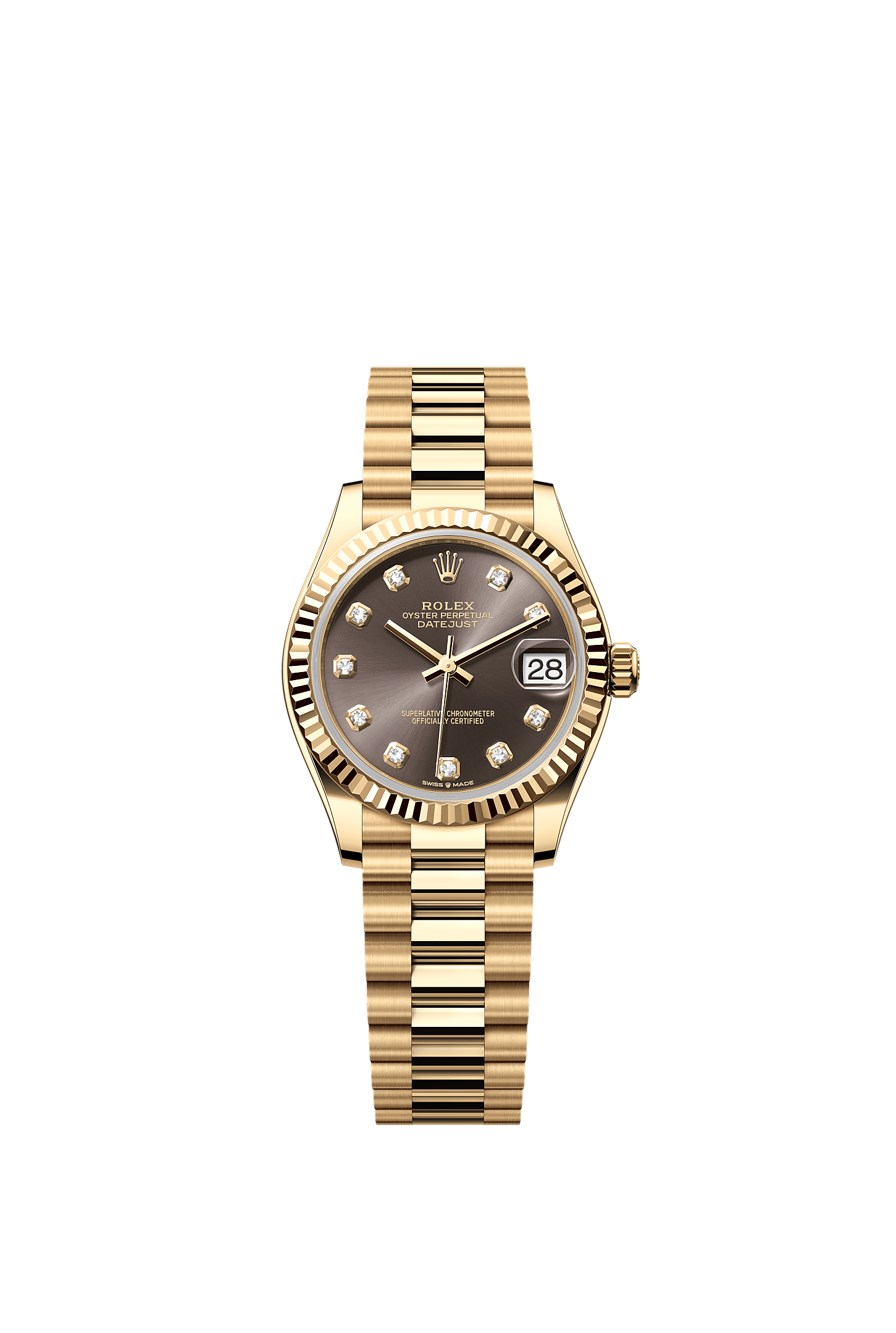 Datejust 31 Oyster Chronometer Watch 31mm 18ct Yellow Gold Dark Grey Diamond Dial