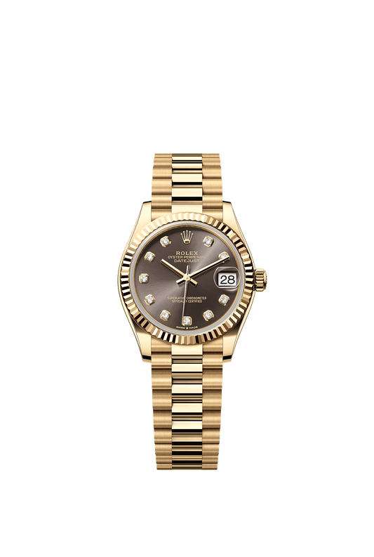 Datejust 31 Oyster Chronometer Watch 31mm 18ct Yellow Gold Dark Grey Diamond Dial