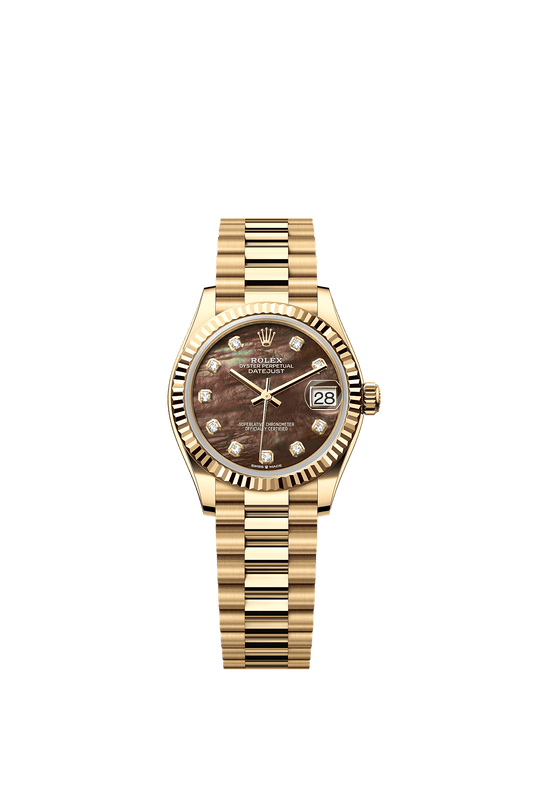 Datejust 31 Oyster Chronometer Watch 31mm 18ct Yellow Gold Black Mother-Of-Pearl Diamond Dial