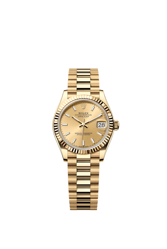 Datejust 31 Oyster Chronometer Watch 31mm 18ct Yellow Gold Champagne Dial President Bracelet