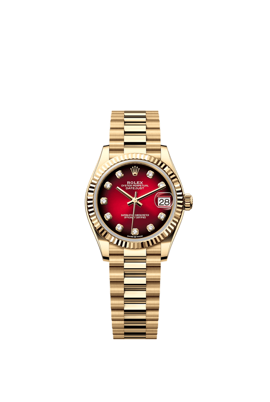 Datejust 31 Oyster Chronometer Watch 31mm 18ct Yellow Gold Red Ombré Diamond Dial