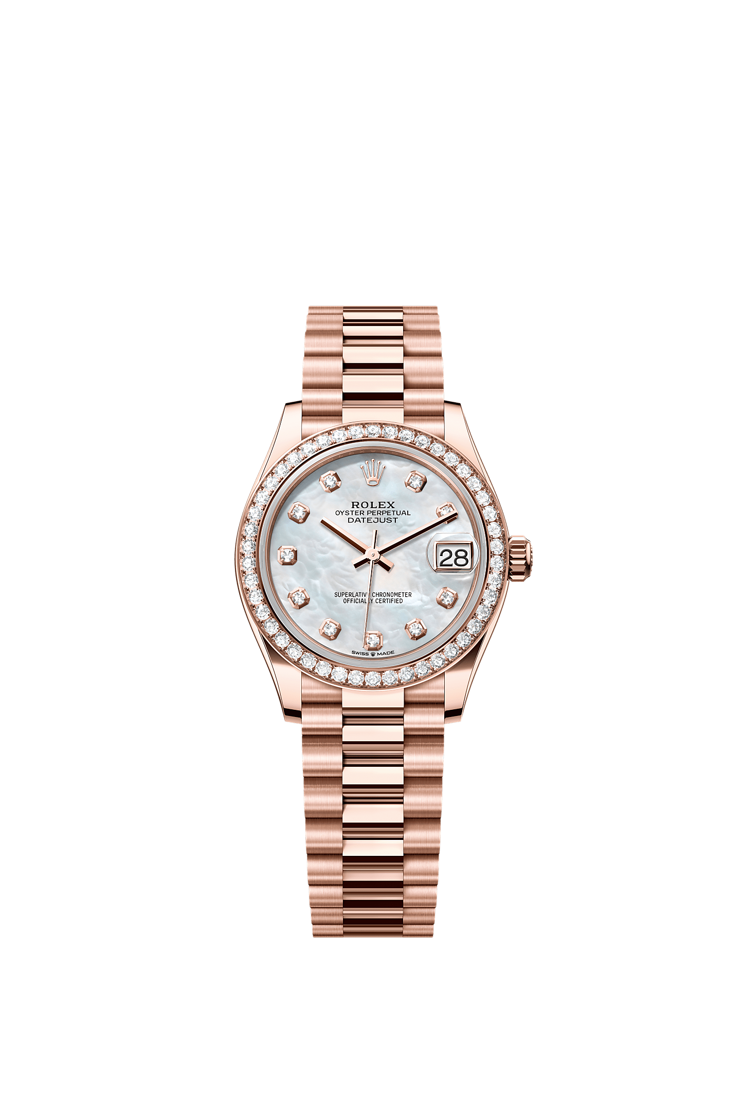 Datejust 31 Oyster Chronometer Watch 31mm 18ct Everose Gold Mother-Of-Pearl Diamond Dial