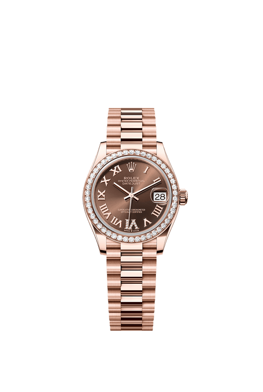 Datejust 31 Oyster Chronometer Watch 31mm 18ct Everose Gold Chocolate Diamond Dial
