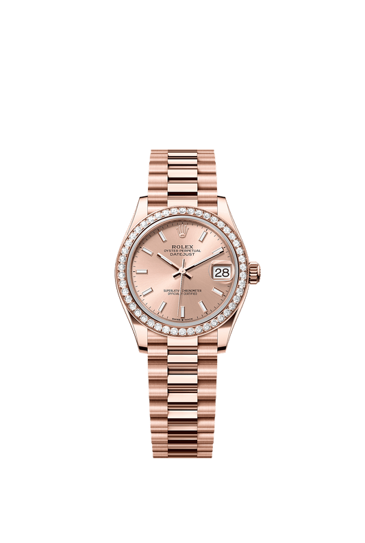Datejust 31 Oyster Chronometer Watch 31mm 18ct Everose Gold Diamond-Set Bezel Rosé Dial