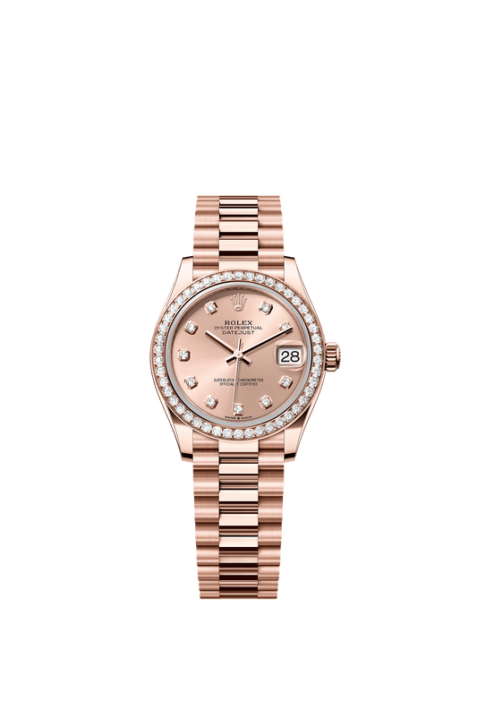 Datejust 31 Oyster Chronometer Watch 31mm 18ct Everose Gold Rosé Diamond Dial President Bracelet