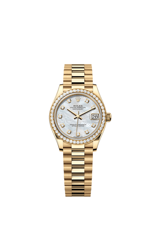 Datejust 31 Oyster Chronometer Watch 31mm 18ct Yellow Gold White Mother-Of-Pearl Diamond Dial